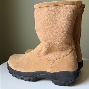 Lands' End Chestnut Suede Fleece Sweater Snow Boots Women's Rear Zipper